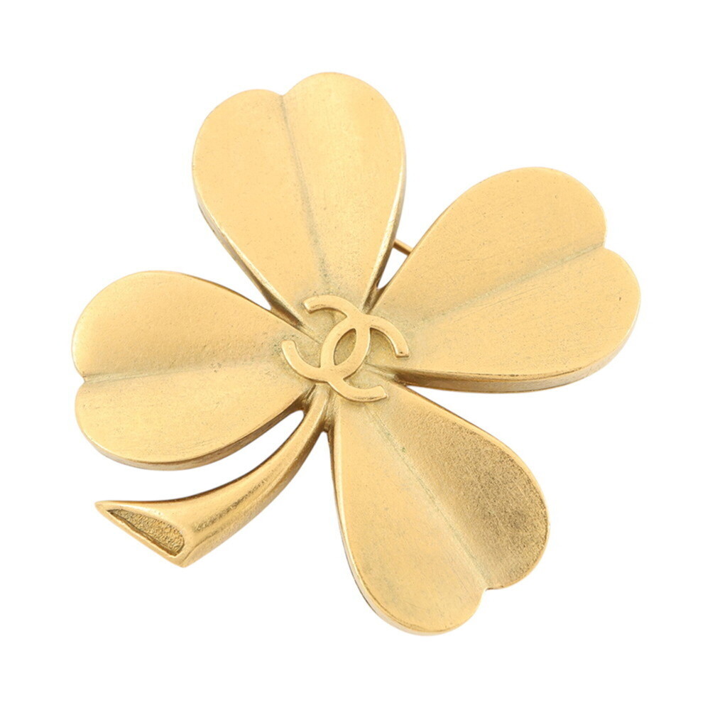 CHANEL Gold Logo Brooch